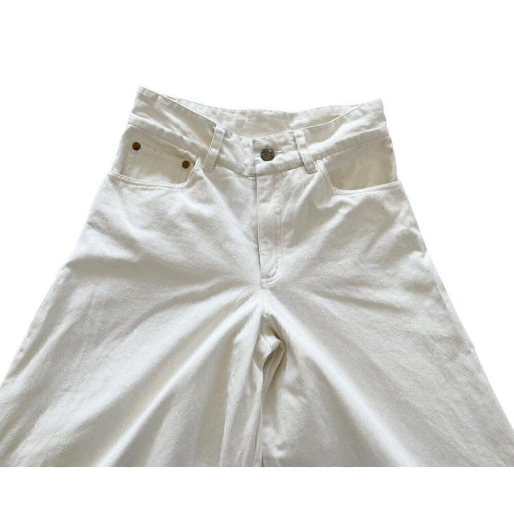 Farm Rio Women's Sz XS Off White (Natural) High Waisted Wide Leg Denim Jeans - Picture 4 of 9